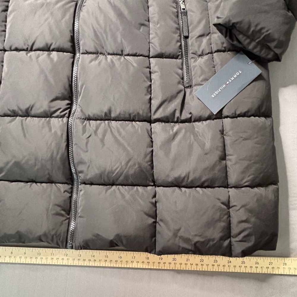 Tommy Hilfiger Women's Black Heavy Weight Puffer Jacket Hooded Faux Fur Size XL - Picture 7 of 13